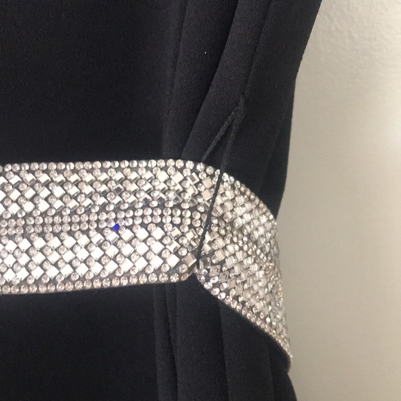 Black Sheath Dress with Rhinestone Belt - Picture 7 of 9